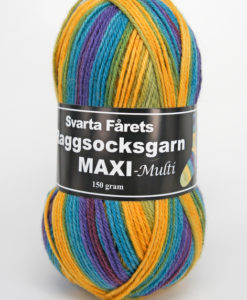 Maxi Multi Gulgrönlilamulti - 04 Svarta Fåret SVF Raggsock. Raggsocksgarn är ett härligt raggsocksgarn från Svarta Fåret. Garnet är mjukt och snabbstickat och består av 70% ull och 30% Polyamid. Perfekt till Babyfilt, Pippitröja, RaggSockar, Mössa, antar. Sockor Tröjor Benvärmare m.m. Ett nystan 150 gr. Även ett mönster finns bakom banderollen.