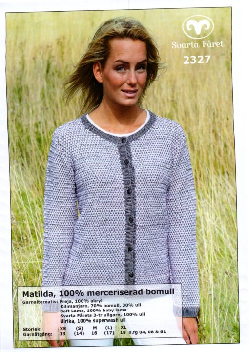 Svarta Fåret, Matilda, Garn 100% Bomull, Damkofta Mönstrad -2327279