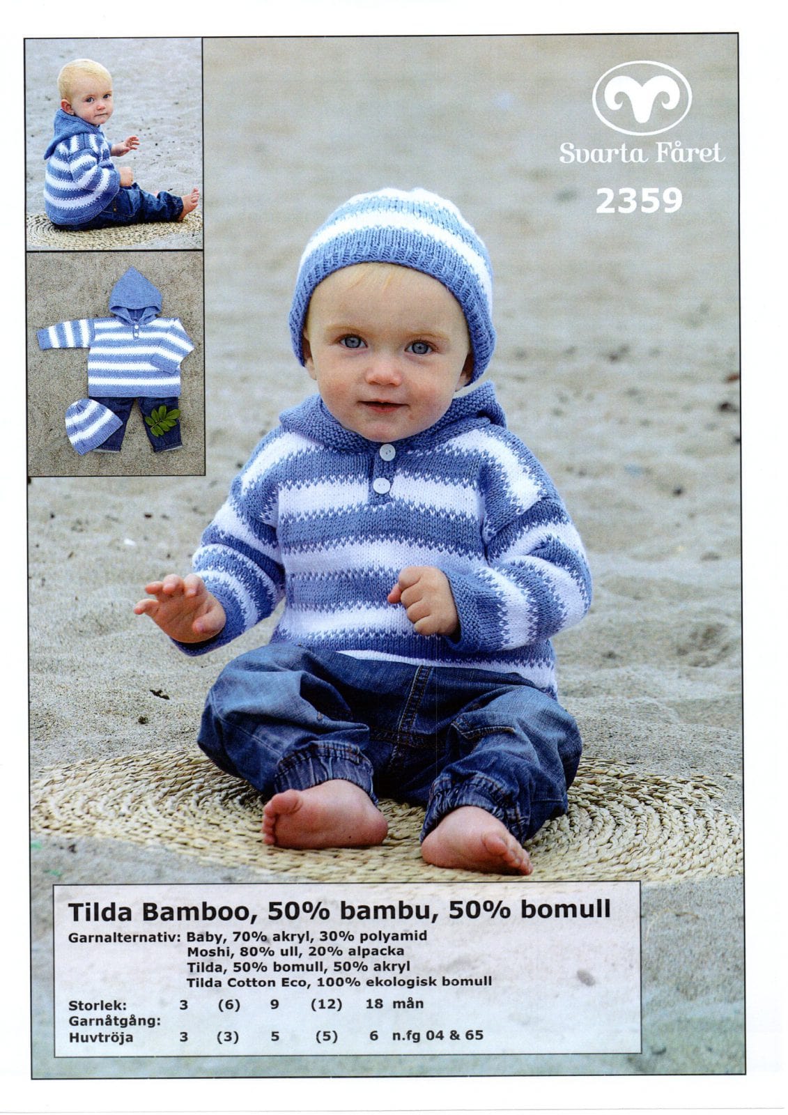 Fåret Garn Tilda Bamboo Babytröja med och mössa – 2359 - Garntorget
