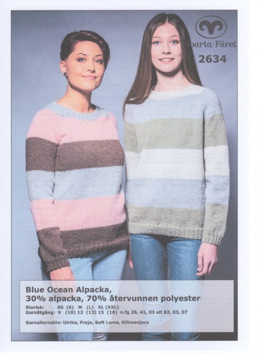 Svarta Fåret Blue Ocean Cotton, 30% Bomull 70% Återvunnen Polyester Randig Damtröja 2634409