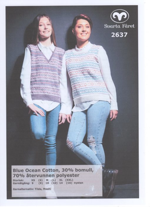 Svarta Fåret Blue Ocean Cotton, 30% Bomull 70% Återvunnen Polyester , Mönsterstickad Damväst 2637403