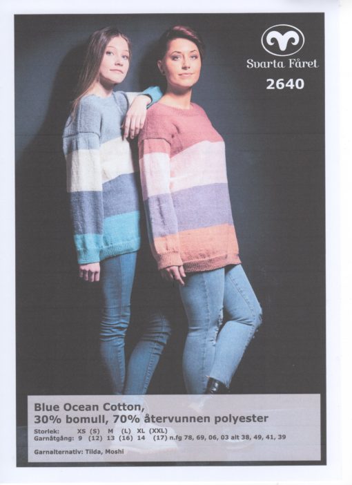 Svarta Fåret Blue Ocean Cotton, 30% Bomull 70% Återvunnen Polyester , Randig Damtröja 2640406