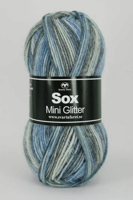Sox Mini Glitter  Blå/Oblekt 358  Garntorget