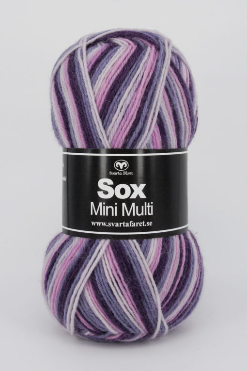 Sox Mini Multi Rosa/Lila 504  75% Superwash Ull 25% Polyamid Garntorget